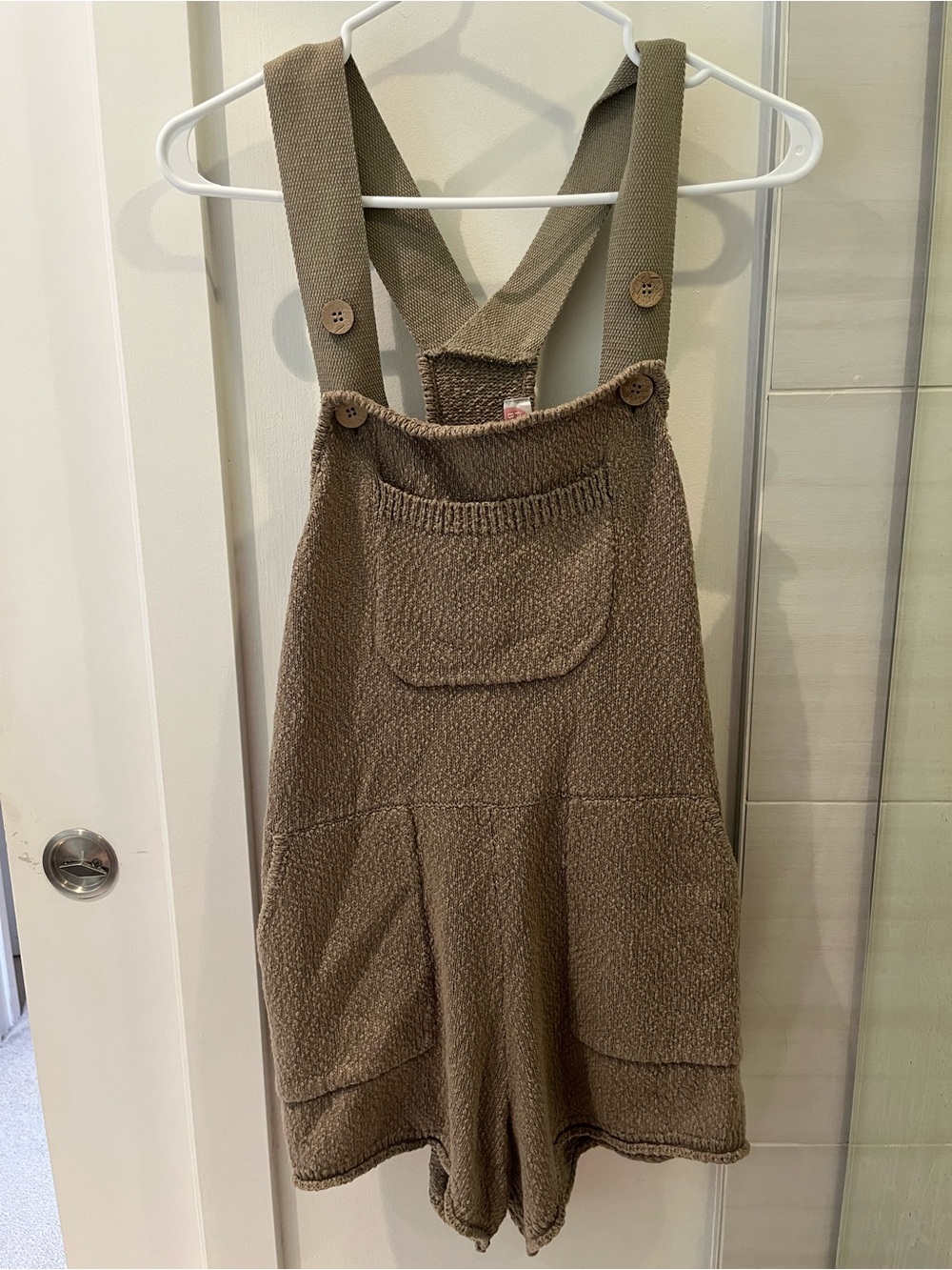 NWOT Free PEOPLE Textured Knit Olive Romper Overalls